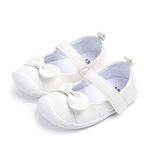 LACOFIA Baby Girls Bowknot Mary Jane Flats Infant Anti-Slip First Walking Shoes White Size 5