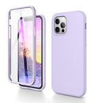 Dracool Liquid Silicone Case for iPhone 12/12 Pro Case and Screen Protector Shockproof 360 Full Body Protection Soft Gel Rubber Cover Slim Case for iPhone 12/12 Pro 6.1 - Clove Purple