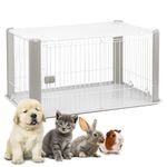 Iris Ohyama Dog Pen with Lockable Door, H60cm, Grey, Detachable Roof, Plastic, Puppy Enclosure, For Rabbit Run, Indoors, Outdoors, Playpen for Dogs, Cats, Rodents, Pets, Dog Fence, Kennel, CLS-1130