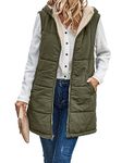 Famulily Women Coat Vest Zipper Cosy Loose Sleeveless Hooded Vest Winter Lightweight Zip Outdoor Reversible Jacket with Pockets Army green L