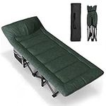 ATORPOK Camping Cot for Adults Most Comfortable with Pad and Pillow, Portable Folding Bed for Sleeping with Mattress Supports 450 lbs,Outdoor Camping and Indoor Lunch Break (Green)