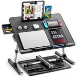 Laptop Bed Tray Desk, SAIJI Adjustable Laptop Stand for Bed, Foldable Laptop Table with Storage Drawer for Eating, Working, Writing, Gaming, Drawing (Black)