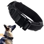 Qpets Dogs Collar For Large Dogs, Adjustable Nylon Tactical Dog Belt With Strap Handle, Dog Training Collar Quick Release Metal Buckle For Medium Adult Dogs (43-52Cm, Black)