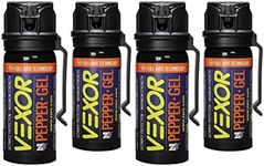 VEXOR® Pepper Gel from Zarc™, Maximum Strength Police Pepper Spray, Gel is The Future, Full Axis (360°) Technology Shoots from Any Angle 18-feet, Flip-top Safetyand Belt Clip Included (4 Pack)