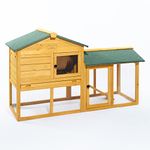 Feel Good Rabbit Hutch and Run Wooden Bunny House with integrated run, slide out tray, cover available.