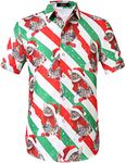 SSLR Mens Christmas Vacation Shirt Short Sleeve Christmas Hawaiian Shirts for Men, White Green, X-Large