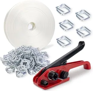 Heavy Duty Packaging Banding Strapping Kit - Upgraded Strapping Tensioner Tool Set with 3/4" x 330' Polypropylene Composite Banding Coil,100 Metal Buckles，2500 lbs Break Strength