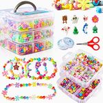 Beads for Kids Crafts, 1100 Jewelry Making Bead Kit Includes Scissor, String, Instruction and Accessories for Bracelet Making, Toys for Girls by Inscraft