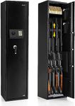 Goplus Rifle Gun Safe, Large Long Gun Safe w/Separate Pistol Lock Box, 5-Gun Safe Box w/Digital Keypad & Emergency Keys, Electronic Gun Security Cabinet for Home (Digital Keypad)