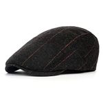 SEIUKS Mens Vintage Tweed Flat Caps,Flat Caps Hats Winter Caps Hats for Men Duckbill Cap, Adjustable Berets Flat Cap Driving Hats for MenBlack