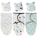 3-Pack Organic Baby Swaddle Sleep Sacks - Newborn Swaddle Sack - Ergonomic Baby Swaddles 0-3 Months (Animals)