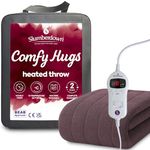 Slumberdown Comfy Heated Throw Blanket (130×160cm) - Snuggly Fleece Electric Electric Blanket with 10-Heat Settings & Timer | Energy Efficient (3p/hr), 2-Year Guarantee, Washable, Plum
