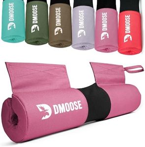 DMoose Fitness Barbell Pad for Hip Thrust, Squat & Lunges - Non-Slip Thick Foam Cushion for Neck and Back Support with Two Straps - Hip Thrust Pad for Leg Day - Fits All Olympic Bars (Pink)