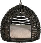 JR Home Collection Bowser & Meowser PP10154 Resin Wicker Hide Away Pet Bed with Handle, Grey