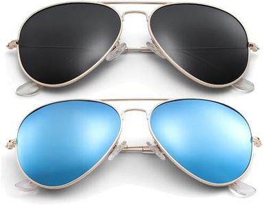 Pro Acme Aviator Sunglasses for Men Women Classic Polarized UV400 Protection (2 Pairs) Gold Frame/Black Lens + Gold Frame/Blue Mirrored Lens