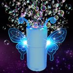 Ivtivfu butterfly fireworks bubble machine (13 holes, blue, rechargeable), bubble machine for children, bubble machine with lights and music to close for parties