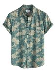 VATPAVE Mens Front Pocket Hawaiian Flower Shirts Casual Short Sleeve Button Down Beach Shirts X-Large LightBlue Brown Floral