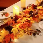 SHareconn 6ft Fall Garland Artificial Maple Leaf Pumpkin Decor Garland Autumn Thanksgiving Decorations, Fall Decor Leaf Garland for Home Party Wedding Fireplace Doorway Christmas Back Drop,Yellow