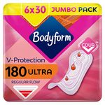 Bodyform Ultra Normal Sanitary Towels, 180 (30 X 6 Packs) Period Pads, SecureFit Leakage Protection, Ultra-Breathable Top Layer