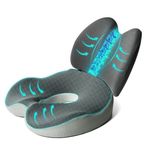 2 in 1 Seat Cushion and Lumbar Support, Large Size Ergonomic Memory Foam Chair Cushion & Back Support for Coccyx Sciatica Hemorrhoid Tailbone Back Pain Relief, for Office Chair, Car, Wheelchair