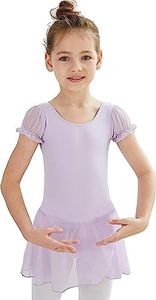 MdnMd Toddler Girls Dance Leotard Dress Ballet Tutu Skirt Ballerina Outfit (Purple, Age 4-6 / 4t,5t)