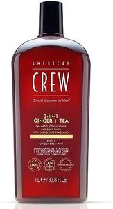 AMERICAN CREW – 3 in 1 Zinger & Tea Shampoo, balsamo & Body Wash, 1000 ml, shampoo e gel doccia per uomini, prodotto per la pulizia quotidiana di corpo e capelli