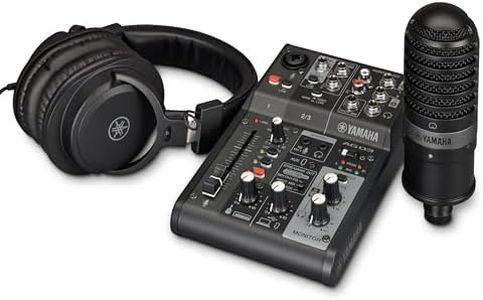 Yamaha AG03MK2 Live Streaming Mixer with YCM01 Microphone and YH-MT1 Studio Headphone, Black
