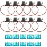 10 Pack ATC/ATO Inline 16 Gauge Waterproof Automotive Blade Fuse Holder with 10 PCS 15A Standard Car Fuses