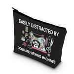 Sewing Makeup Bag Sewing Machine Gift Dog Lover Cosmetic Bag For Dog Mom Dog Owner Easily Distracted By Dogs And Sewing Machines Funny Quilting Gift For Quilters Seamstresses (distracted dog sewing CABL)