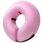 BENCMATE Protective Inflatable Collar for Dogs and Cats - Soft Pet Dog Cone Recovery Collar Does Not Block Vision E-Collar (Medium, Pink)