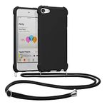 kwmobile Crossbody Case Compatible with Apple iPod Touch 6G / 7G (6th and 7th Generation) - Case with Lanyard - Soft Matte TPU - Black