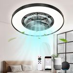 YITAHOME Ceiling Fan with Light, Ceiling Fan Lights with Remote 6 Speeds, Bladeless Ceiling Fans with Remote Control Compatible with Alexa for Living Room, Dining Room, Bedroom, 60CM