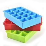 Zollyss Ice Cube Trays, 2 Pack Large Silicone Ice Cube Tray, Ice Cube Molds, Easy-Release 15-Ice Each Trays Can Makes 30 Ice Cubes, Stackable Flexible, Multicolor