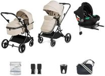 Ickle Bubba Atom 3 in 1 Travel System Pushchair & ISOFIX Base Bundle, Stone