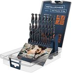 Presch Metal Drill Bit Set HSS Master 19 pcs - HSS Steel Drill Bit Set for Steel, Al, Cu and Brass - Self Centering High Speed Metal Drill Bit Set - Metal Drill Bits Ø 1-10mm