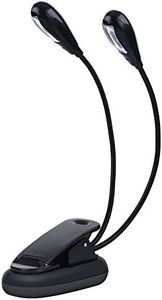 Music Stand LED Light, Mini Double Arms Clip on Light Adjustable Reading Light 6 Beads / 8 Beads with USB Cable Lamp for E-Reader Book & Bed Headboard(8 Beads)