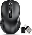 Wireless Bluetooth Mouse for Mac MacBook Air Pro Computer iPad Pad PC Laptop Silent Mouse with Dual Mode Switch Mouse Bluetooth 5.2/3.0 and 2.4GHz USB Type-C Receiver (Black) (Black)