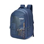 Safari Aether 38L Printed Laptop Backpack with Raincover, 4 Compartments, Bottle Holder, Premium PU Fabric, School & College Bag for Boys and Girls, Office & Travel Bag for Men and Women, Blue