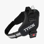 Eagle Pets Customized Dog Vest Harness with Pet Name, Personalized Dog Belt with Dog Name, No Pull Harness Reflective Vest Harness Belt Adjustable.Bets for 23-36kg Dogs. (Large, Black)