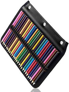 54 Slots Pencil Sleeve - 3 Ring Pencil Case Stationery Organizer Compatible with Standard 3-Ring Binder for Colored Pencils, Pens by YOUSHARES（Black）