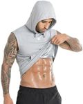Kewlioo Hooded Sauna Shirt for Men, Heat Trapping Pullover Sweat Vest, Men’s Sauna Suit Tank Top Hoodies for Exercise, Cardio (Bone, 4X-Large)