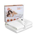 DOEL Electric Blanket Single 150x80cm, 66W Polyester Heated Underblanket with 10 Heating Levels, 3/12 Hours Auto-Off Timer and LED Display, Machine Washable, 220-230V, 50-60Hz, White