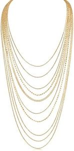 Humble Chic Simulated Diamond Statement Necklace for Women - Layered Cubic Zirconia Long Waterfall Chain Necklace, Cubic Zirconia, Cubic Zirconia