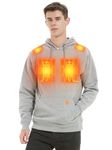 CAFORU Unisex Heated Pullover Hoodie with 7.4V Battery Pack - Heating Hooded Sweatshirt for Men and Women, Grey/Medium