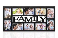 Arpan Family Multi Aperture Photo Picture Frame - Holds 10 X 6''X4'' Photos (Black Family)