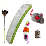 Cature Cat Kitten Toys Combo- Cat Scratcher Card Board Cat Stick Toy, Cat Interactive Catnip Feather Toy Cat Plush Mouse Toy