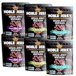 Vegan Jerky - Noble Jerky - Vegan Jerky Plant Based, Vegetarian - Vegan Snacks - (2-BBQ, 2-Teriyaki, 2- Original, 70 Gram Bags - 6 Bags) - Vegetarian Gifts