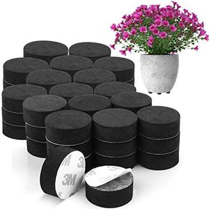 BELLE VOUS Pied Pot de Fleur Invisible (Lot de 50) - Pied Caoutchouc Noir pour Surélever Les Plantes - Tampon Auto-Adhésif pour Pots Moyens et Grands - Rehausseur Plantes Extérieures et Intérieures