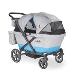 Larktale Caravan Coupe V2, Gray/Blue - Compact Stroller/Wagon for Kids & Babies - Seats up to Two with 147 lbs. Total Weight Capacity - Dual Sun Canopies, Reclining Seats - 2024 Version