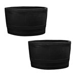 RTS Companies Inc Whiskey Barrel Planter for Indoor or Outdoor Gardening, Black, (2 Pack)